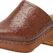 Women Patricia Nash Brown Tooled Floral Leather Laura Slip On Mule Clog 6 B4HP