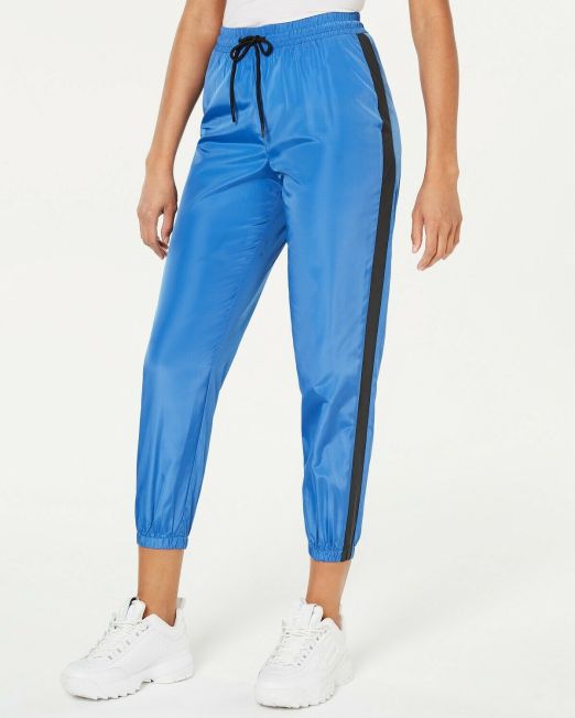 Womens-Waisted-Parachute-Cropped-Jogger-Track-Pants-Royal-Blue-B4HP-114491375248