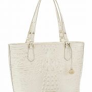 Brahmin Medium Misha Melbourne Embossed Tote Daydream White Leather B4HP