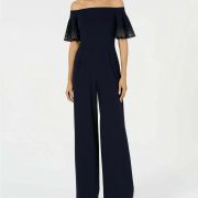Calvin Klein Embellished Off The Shoulder Jumpsuit Indigo Size 6, 8