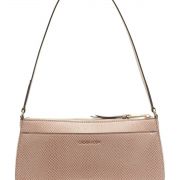 Calvin Klein Statement Series Lock Daytonna Leather Demi Shoulder Bag, Pale B4HP