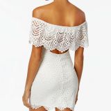 Material Girl Juniors' Off-The-Shoulder Lace Ruffle Bodycon Dress 2 colors LARGE