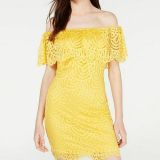 Material Girl Juniors' Off-The-Shoulder Lace Ruffle Bodycon Dress 2 colors LARGE