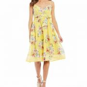 Vince Camuto Sleeveless Floral Print Wrap Front Midi A-Line Dress Size 4